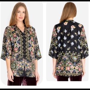 Johnny Was Corin Button Down Silk Top - Medium